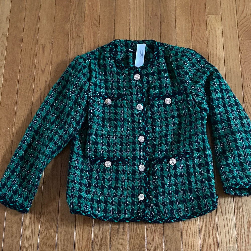 Ina Green and Black Tweed Women's Blazer